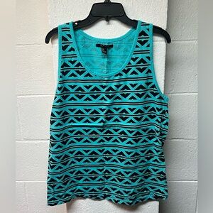 Forever 21 Blue and Black Geometric Tank Top